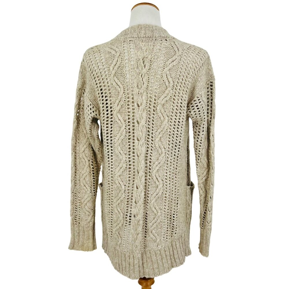 Vintage Aerie x American Eagle Open Front Relaxed Cable Knit Cardigan Sweater - Picture 10 of 12